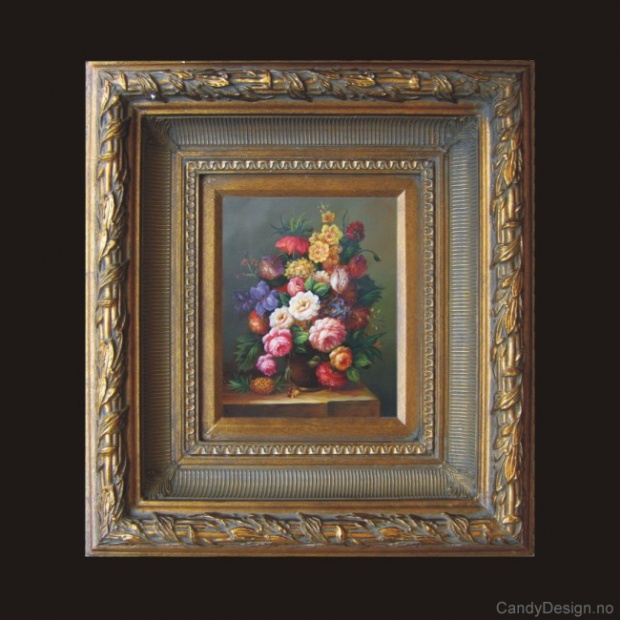 Oljemaleri  Flowers and Pineapple  