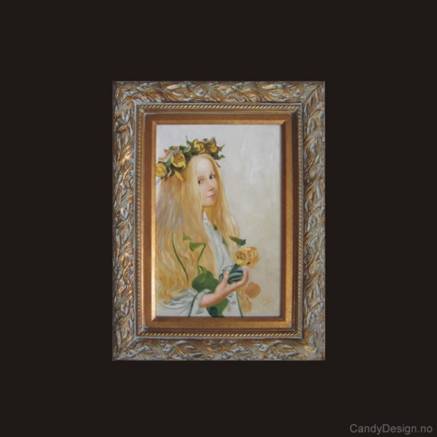 Oljemaleri  Susanna med ballblommor