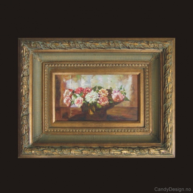 Oljemaleri  Roses in a Shalow Bowl