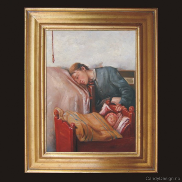 Oljemaleri  Mother and Child