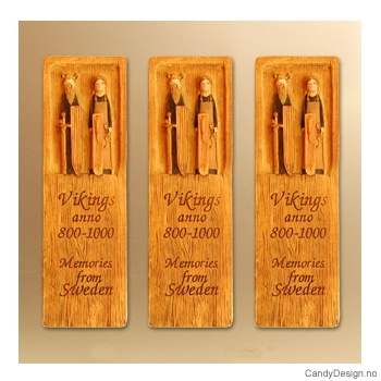 Vikingepar med mangletre og skjold - Woodstyle magnet plater