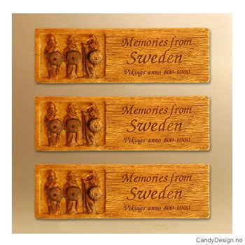 Tre vikinger speidende - Woodstyle magnet plater