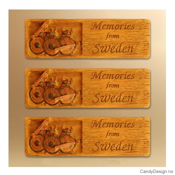 Tre vikinger bakom skjold - tett - Woodstyle magnet plater