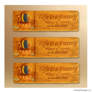 Vikingeskip  (kort) - Woodstyle magnet plater