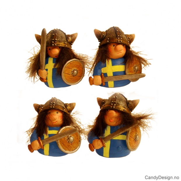 Runde vikinger med svensk flagg