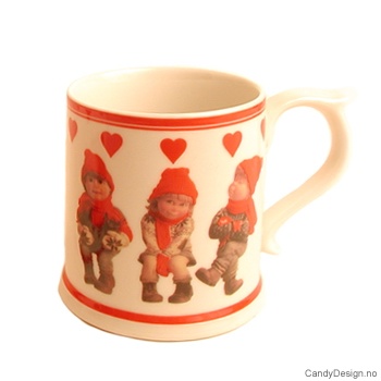 Krus med motiv - Vinterbarn m/store hjerter