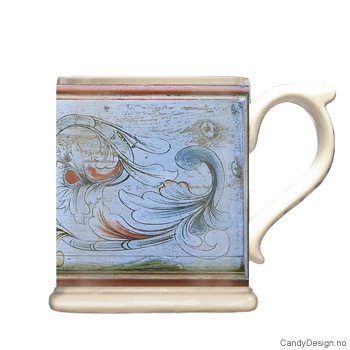 Krus med motiv - Antique lysblå skap rosemaling
