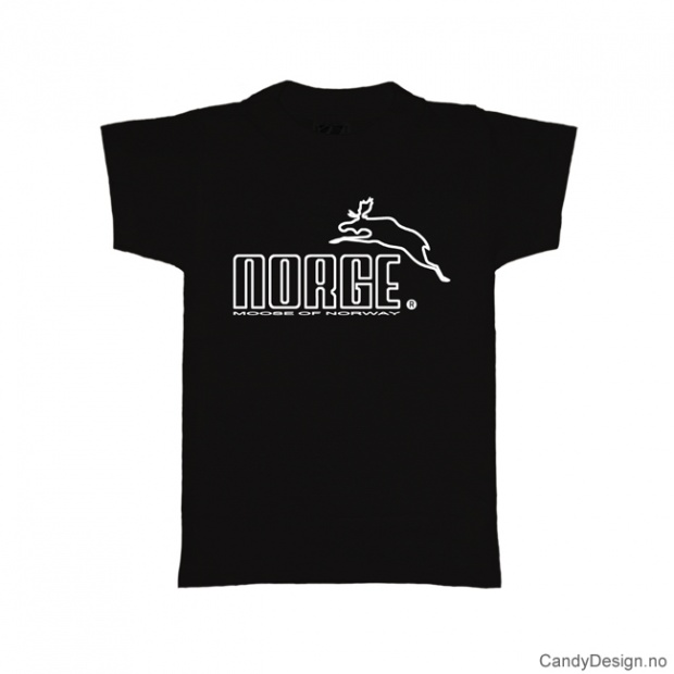 L- Herre classic T-skjorte sort med hvitt Norge med elg trykk