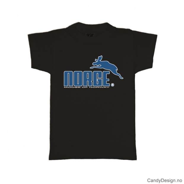 L- Herre classic T-skjorte sort med blått Norge med elg trykk