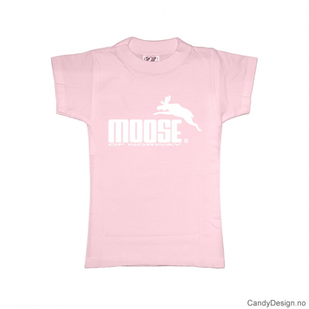 S - Dame classic T-skjorte rosa med hvitt Moose med elg trykk