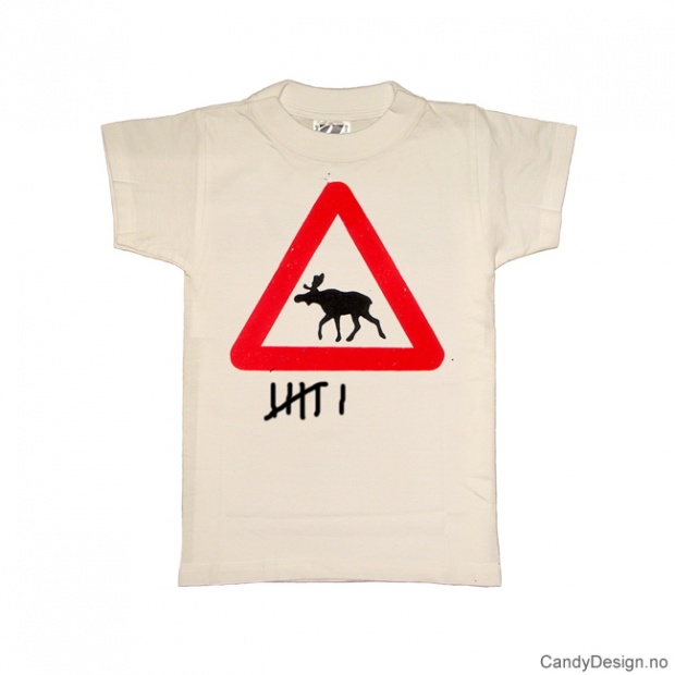 XXL- Herre T-skjorte hvit med elgskilt trykk