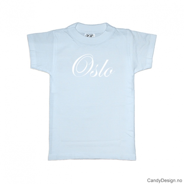 S - Ladies Classic T-shirt Oslo light blue w/white print