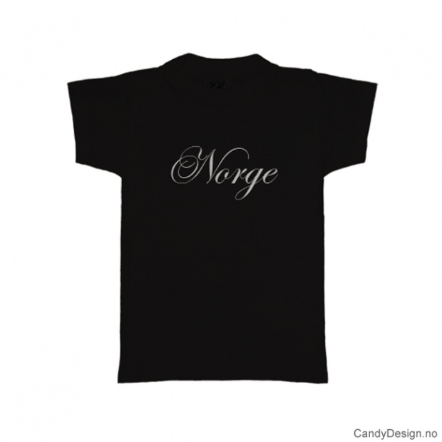 S - Dame T-skjorte Norge sort med hvitt trykk