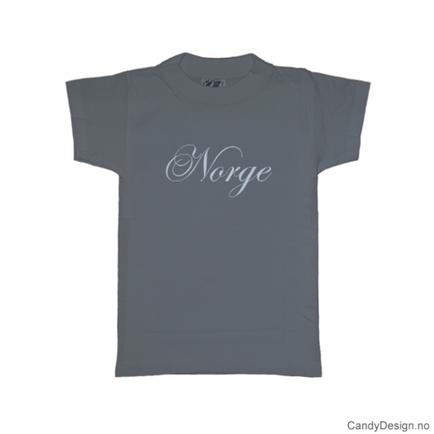 S - Dame T-skjorte Norge gråblå med lyse blått trykk