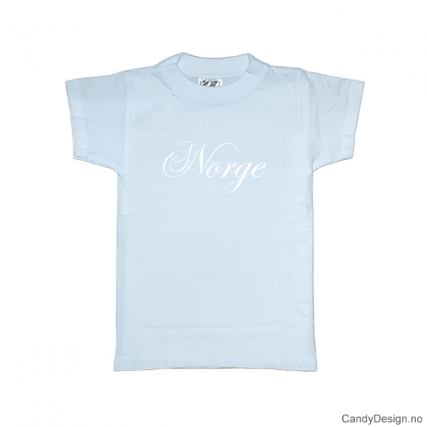 XL - Dame T-skjorte Norge lys blå med hvitt trykk