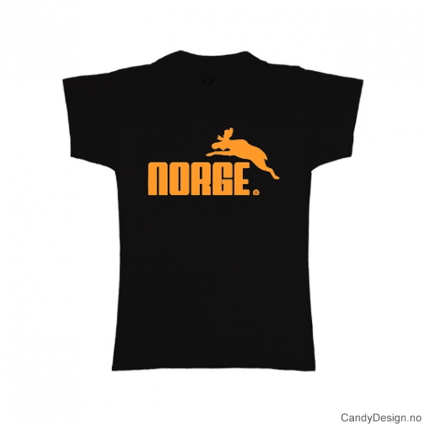 S- Dame Classic T-skjorte sort med gull trykk - Norge + Elg