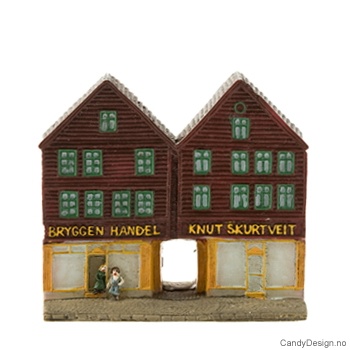 Bryggen i Bergen hus suvenir dobbel