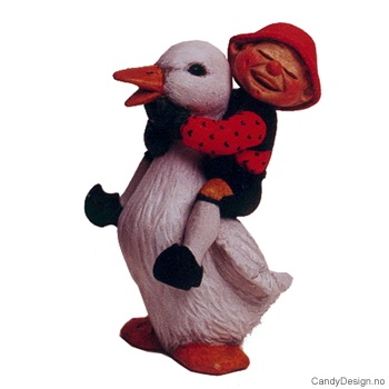 Nisse sittende på en gås
