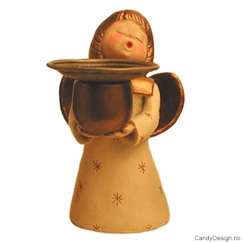 Engel med lysholder - Offwhite