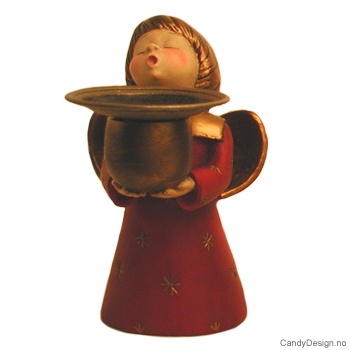 Engel med lysholder - Rød