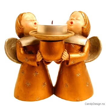 To engler med lysholder - Gull