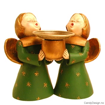 To engler med lysholder - Grønn