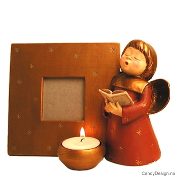 Medium orange Engel med gullramme