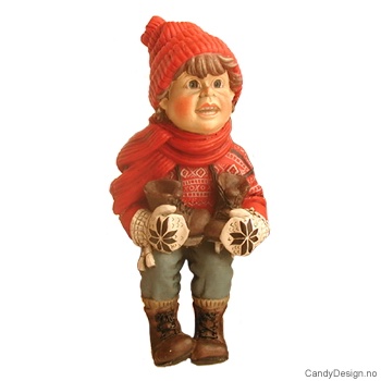 Vinterbarn sittende på kant - Gutt med skøyter