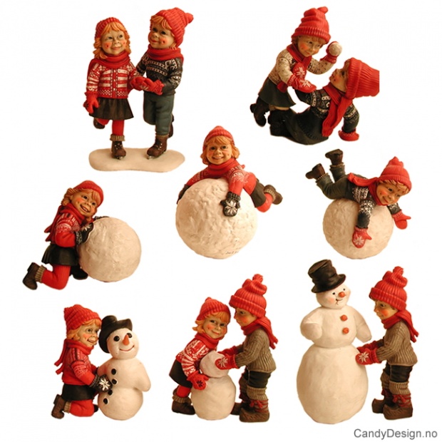 Barn med snøball assortert