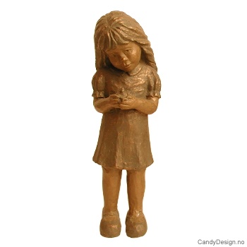 Jente med fugl - Bronse