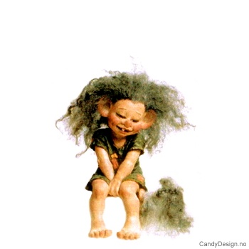 Trollbarn sittende på kant - Genert trolljente