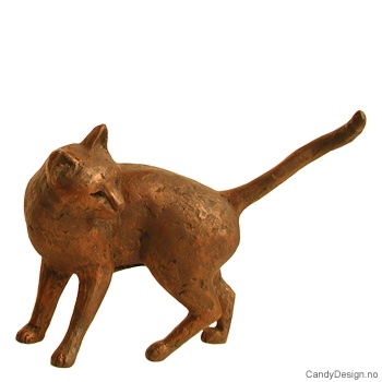 Katt skulptur med bronse finish