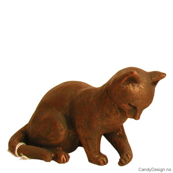 Katt skulptur med bronse finish