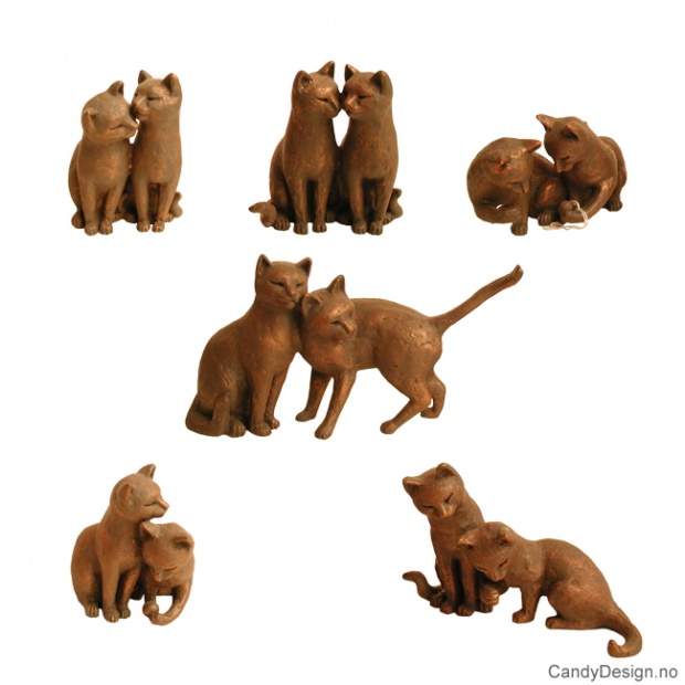 Katteskulpturer med bronse finish