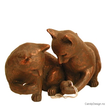 Katt skulptur med bronse finish