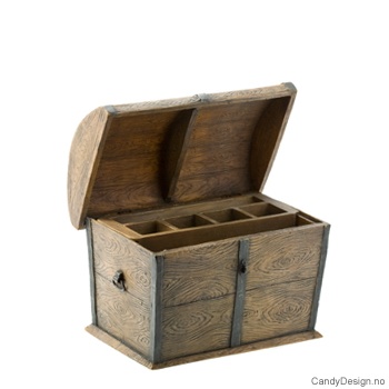 Liten kiste med innhold antikk