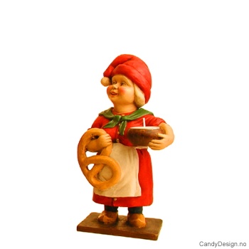 Nissemor i rødt med telysholder