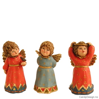 3 Små engler med ring, fugl m.m.