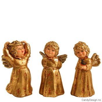 3 Små engler med ring, fugl m.m.