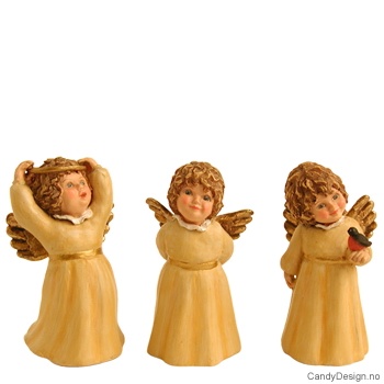 3 Små engler med ring, fugl m.m.