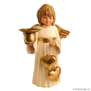 Engel med hjerter og bjeller - Offwhite