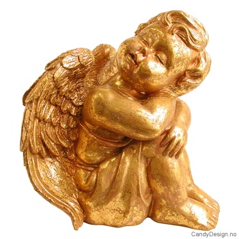 Stor sittende engel i gull