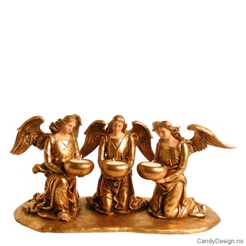 Tre engler med telysholder - Gull