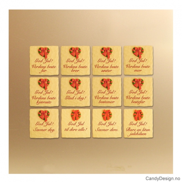 Små julemagneter med tekst og krans