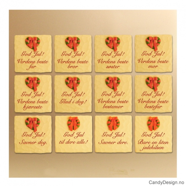 Store julemagneter med tekst og krans