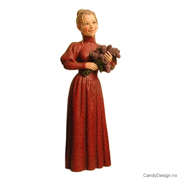 Stående blomsterdame i rød kjole