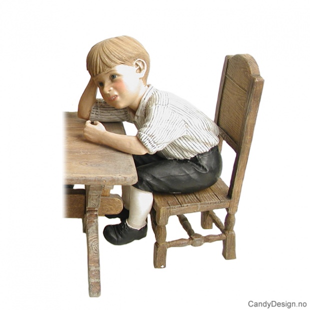 Gutt i hvit og sortstripet- kun figurer