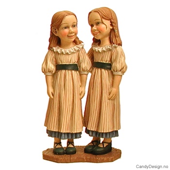 Tvillingfigurer - Piker i rød og hvitstripete