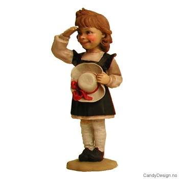 Pike med hatt - Hvit kjole og sort forkle