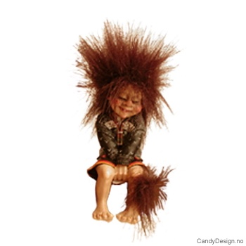 Mini troll på sittende på kant - Kyssende trollpike